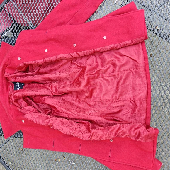 Guess Women's Bold Red Peacoat - Picture 5 of 6